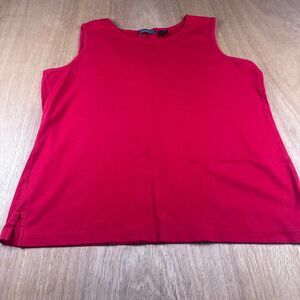 Liz Claiborne Sleeveless Top Women’s 1X Red Knit Tank Blouse Stretch Workwear